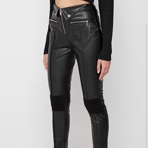 Croc detail vegan leather pants